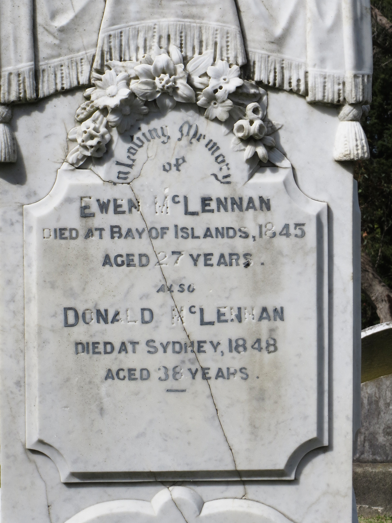 Photo of headstones/Ewen McLennan d1845 BayOfIsl &Donald PapakCem